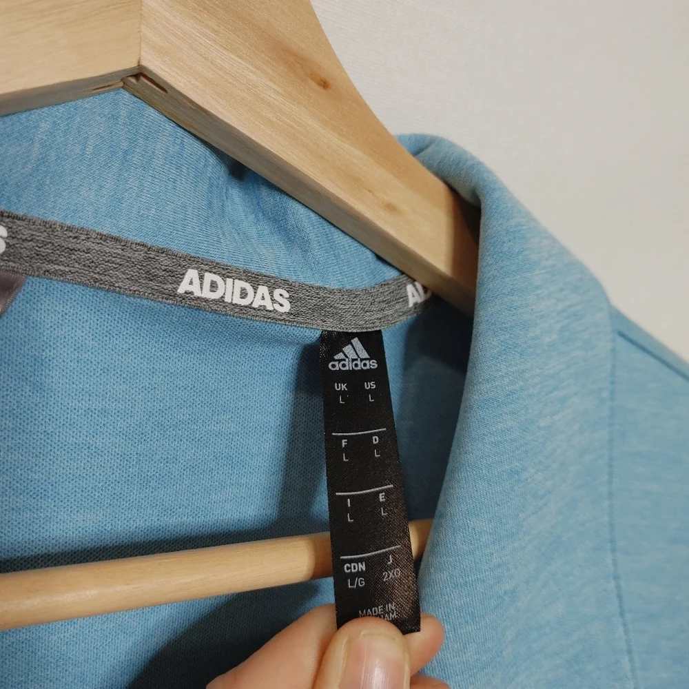 Adidas ADVANTAGE NOVELTY HEATHERED‎ POLO SHIRT GP4211 Light Blue Large L UV50+
